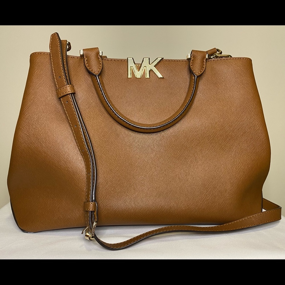 Michael Kors Saffiano Leather Satchel with Shoulder Strap